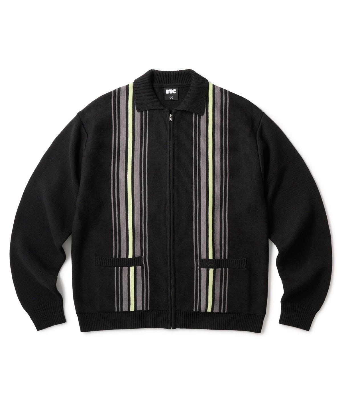FTC STRIPE ZIP UP KNIT CARDIGAN